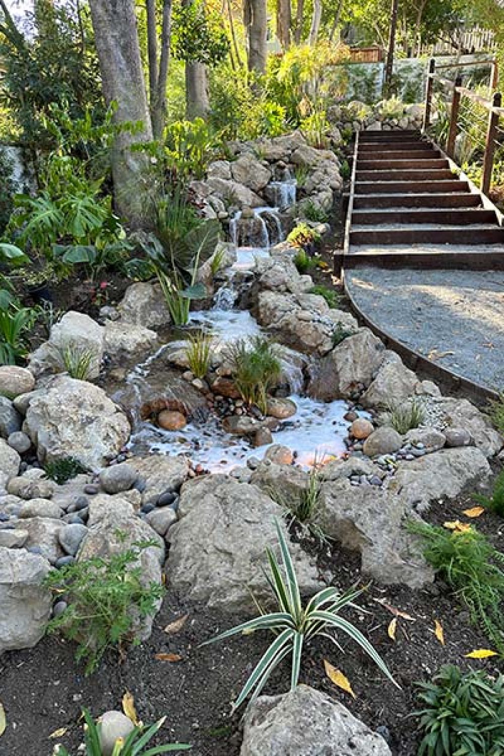 Tiered waterfall with stream